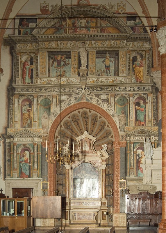 Falconetto G. M. (1503), Finta architettura con santi evangelisti e Pietà