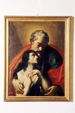 Ambito emiliano sec. XVIII, Dipinto con figlioul prodigo e padre misericordioso