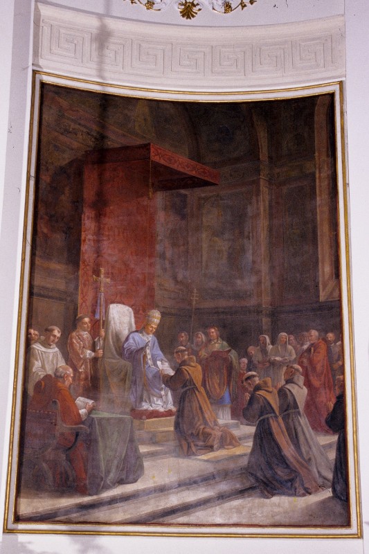 Pupin V. (1874), Papa Sisto IV consegna la bolla al generale dei francescani
