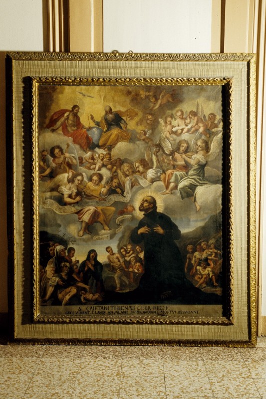 Ambito veneto sec. XVIII, Dipinto con il miracolo con San Gaetano Thiene