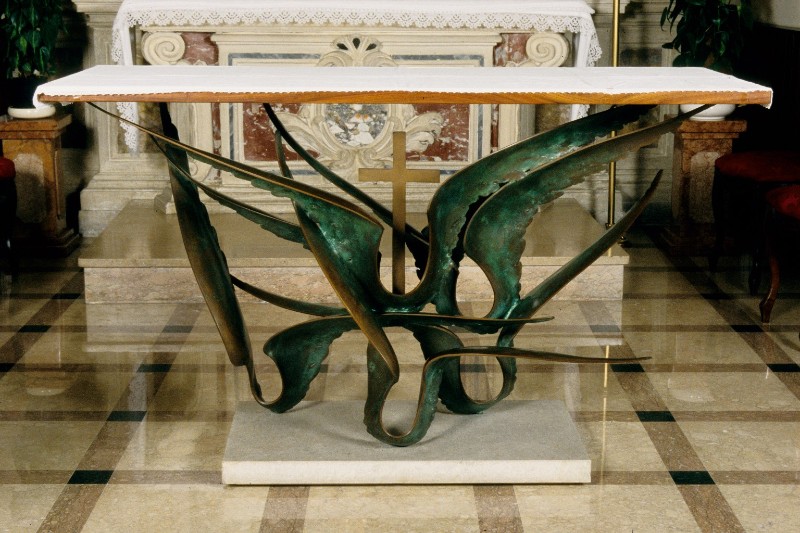 Bottega vicentina sec. XX, Altare al popolo dell'oratorio di Sant' Antonio Abate