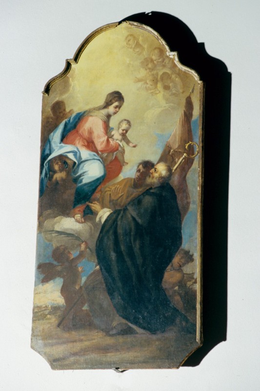 Bottega vicentina sec. XVIII, Madonna con Bambino e S. Bernardo di Chiaravalle