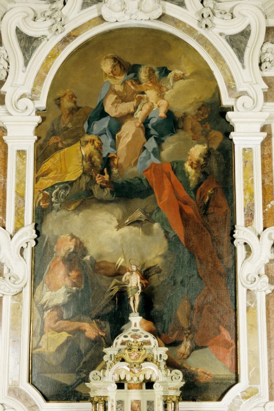 Pittoni G. sec. XVIII, Pala della Madonna in gloria con Bambino e santi