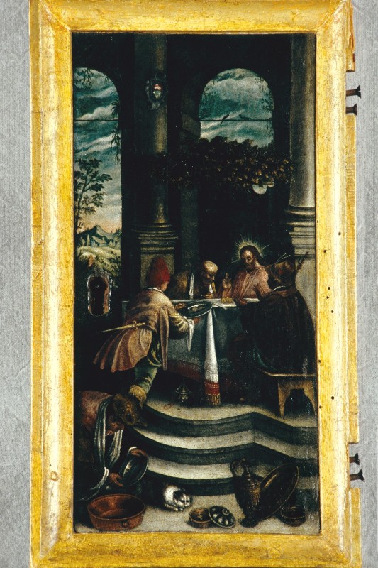 Bott. dei Bassano sec. XVII, Sportello di tabernacolo dipinta con Cena in Emmaus