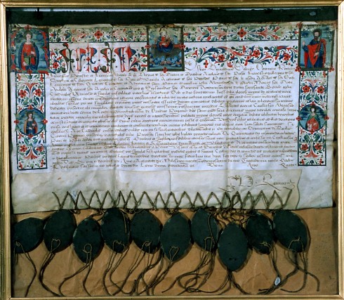 Miniatura su documento in pergamena, secolo XVI