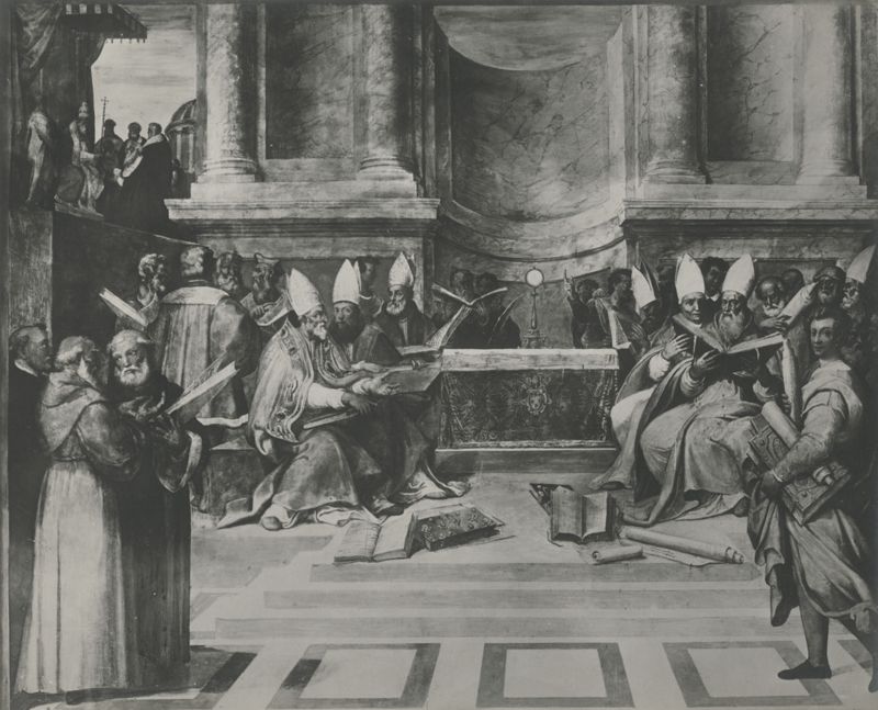 Dipinto raffigurante la consegna della croce ai legati pontifici