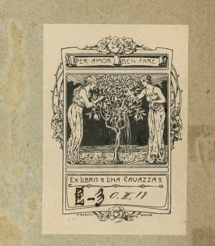 Ex libris di Lina Bianconcini Cavazza (1861-1942)