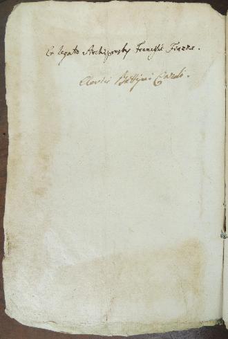  Controguardia anteriore del volume MARTINO NATALI, Complexiones augustinianae de Gratia Dei, Pavia, Giuseppe Bolzani, 1774