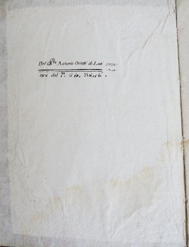  Ristretto della vita del glorioso martire S. Pietro ..., Cremona, Pietro Ricchini, 1720, controguardia anteriore del volume.