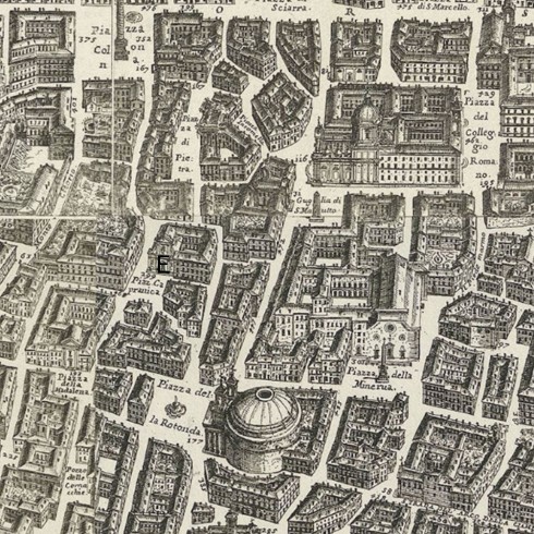  Santa Maria In Aquiro. Mappa della Città di Roma di Giovan Battista Falda del 1676.