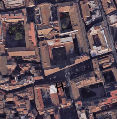  Veduta dal satellite dell'area della Chiesa e del Monastero di Santa Marta (H)