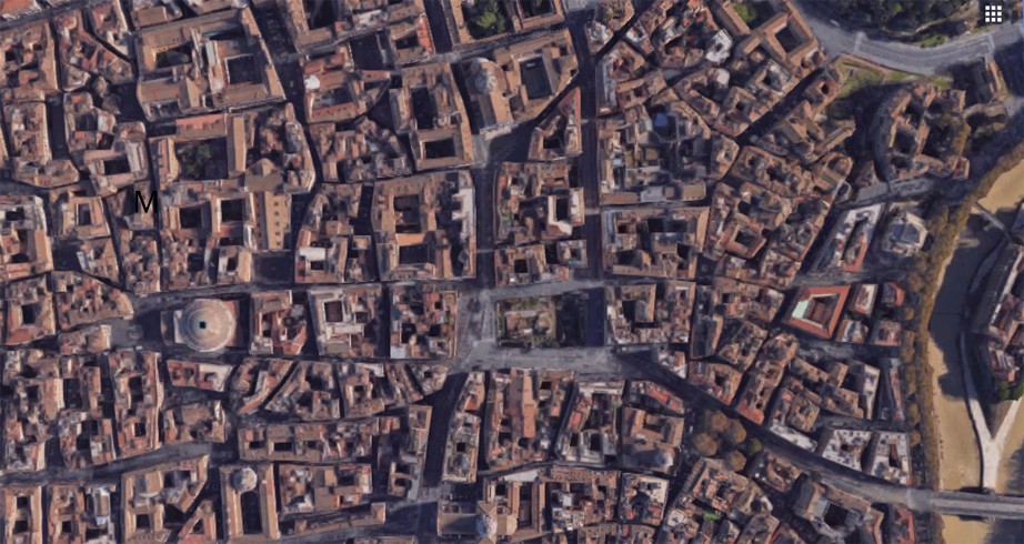  Veduta dal satellite dell'area del Palazzo Borromeo sede per circa in secolo e mezzo del Seminario Romano.