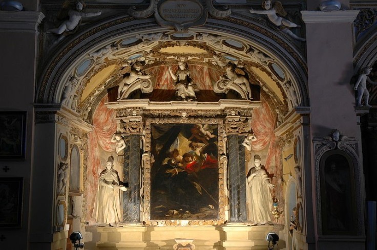  La Morte di San Francesco Saverio. Pala d'altare nella Cappella dei Gesuiti nella Chiesa Abbaziale di Grazzano Badoglio (AT) .