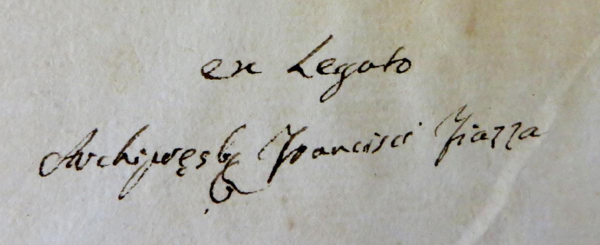  Nota manoscritta relativa al lascito di Francesco Fiazza