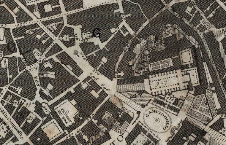  G - I Catecumeni. Mappa della Città di Roma di Giovan Battista Nolli del 1748.