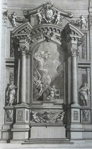  Tav. 69 - Altare dipinto nella Chiesa del Collegio Romano da: Andrea Pozzo, Prospettiva de' pittori e architetti