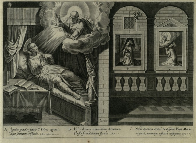  Sant'Ignazio ferito riceve l'apparizione di san Pietro