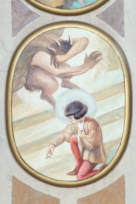 Ambito veneto sec. XX, Sant'Antonio da Padova scaccia il diavolo