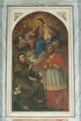 Bottega veneta sec. XIX, Cornice dipinto Madonna con Gesù Bambino e santi