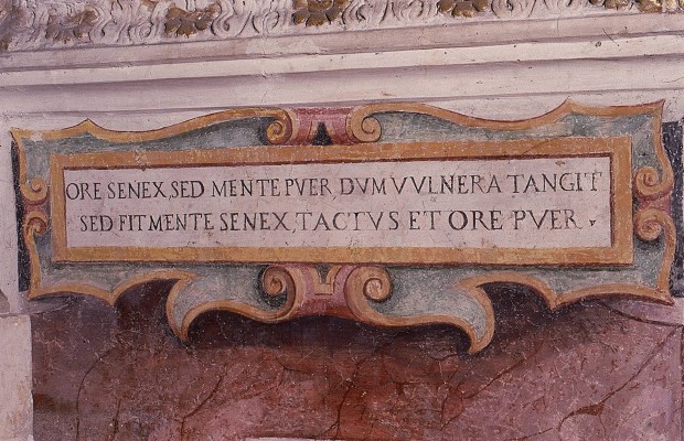 Ambito laziale sec. XVII, Iscrizione dipinta Ore senex