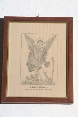Bottega italiana sec. XX, Litografia con S. Michele arcangelo