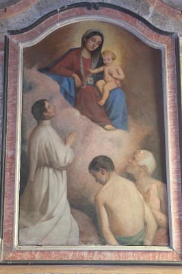 Ambito lombardo sec.XIX, Madonna del Carmelo con disciplino e anime purganti