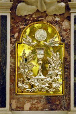 Ambito campano sec. XX, Sportello di tabernacolo con calice, colombe, spighe