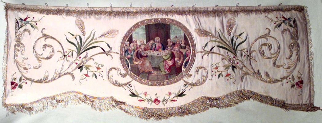 Manifattura italiana sec. XIX, Drappellone di baldacchino con Ultima cena