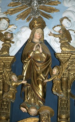 Bottega bergamasca sec. XVII, Madonna assunta e leone di Venezia