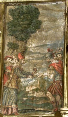 Bottega bergamasca sec. XVII, Melchisedec offre ad Abramo