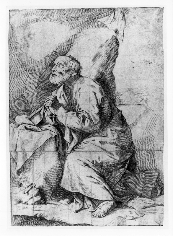 Ambito bolognese (1650 circa), S. Pietro in preghiera