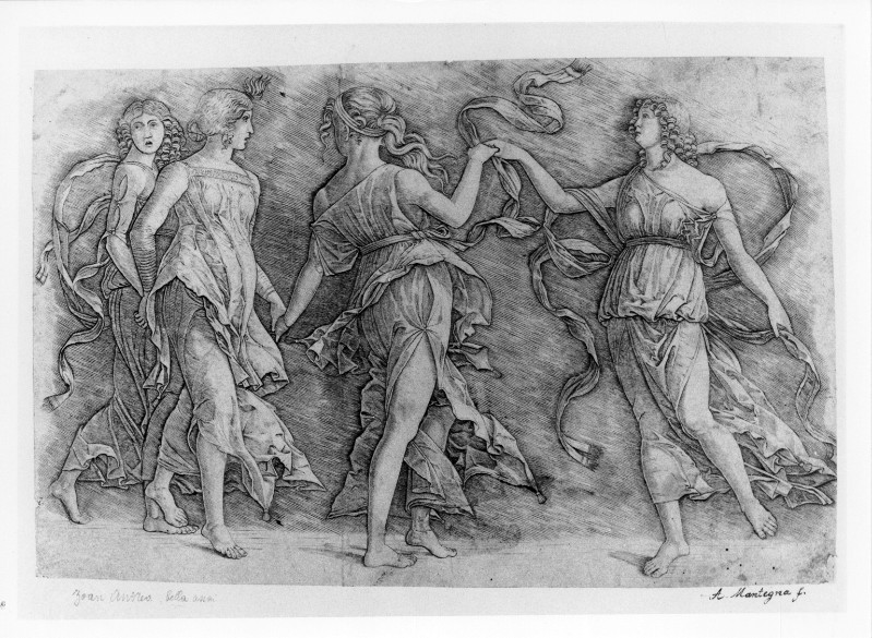 Primo incisore del Mantegna (1497 circa), Quattro muse danzanti