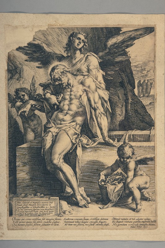 Goltzius H. (1587), Cristo in pietà sorretto da angeli