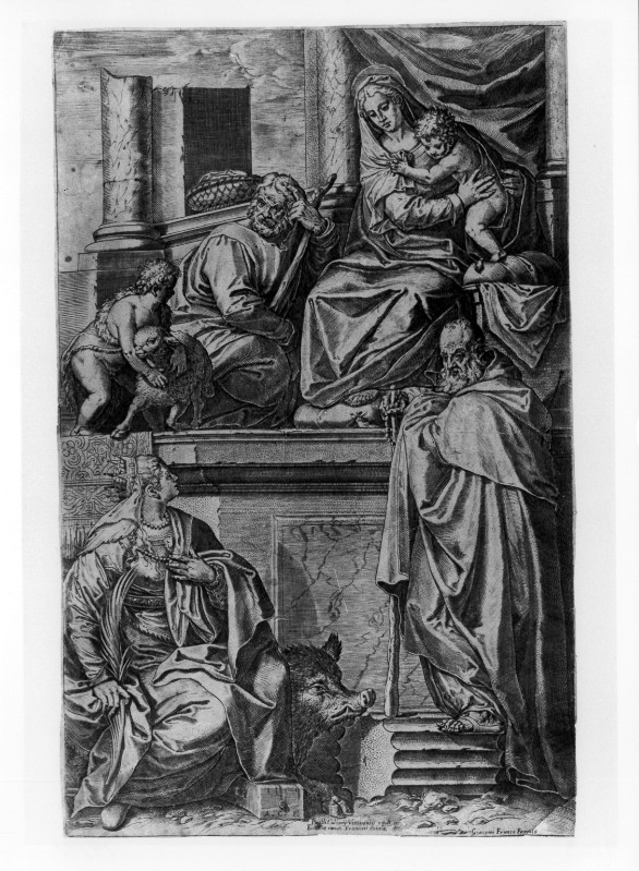 Carracci A. (1582), Sacra famiglia con santi