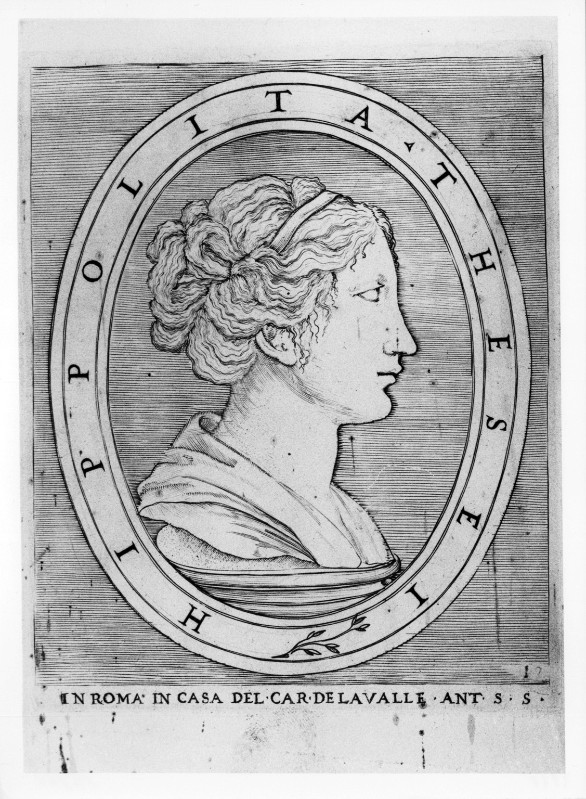 Ambito romano sec. XVI, Gemma con profilo di Ippolita regina delle Amazzoni