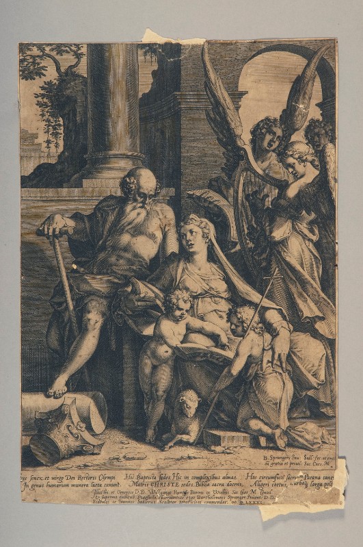 Sadeler J. (1581), Sacra Famiglia con S. Giovannino e tre angeli musicanti