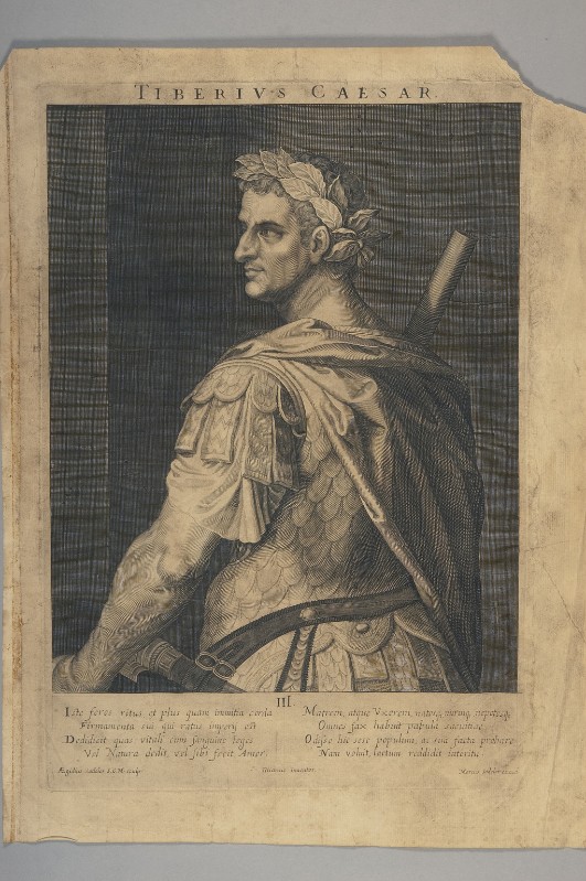 Sadeler A. primo quarto sec. XVII, Ritratto dell'Imperatore Tiberio