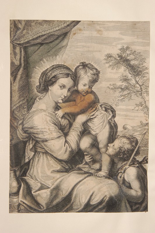 Ambito italiano seconda metà sec. XVI, Madonna con Bambino e S. Giovannino