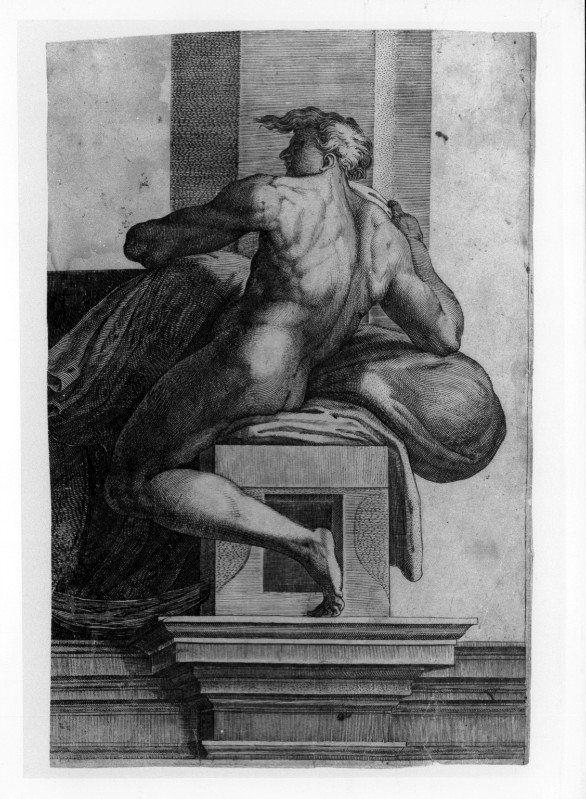Alberti C. (1575 circa), Ignudo di spalle con drappo 1/2
