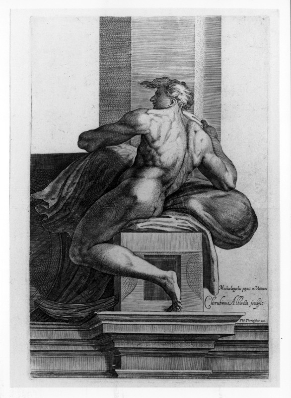 Alberti C. (1575 circa), Ignudo di spalle con drappo 2/2