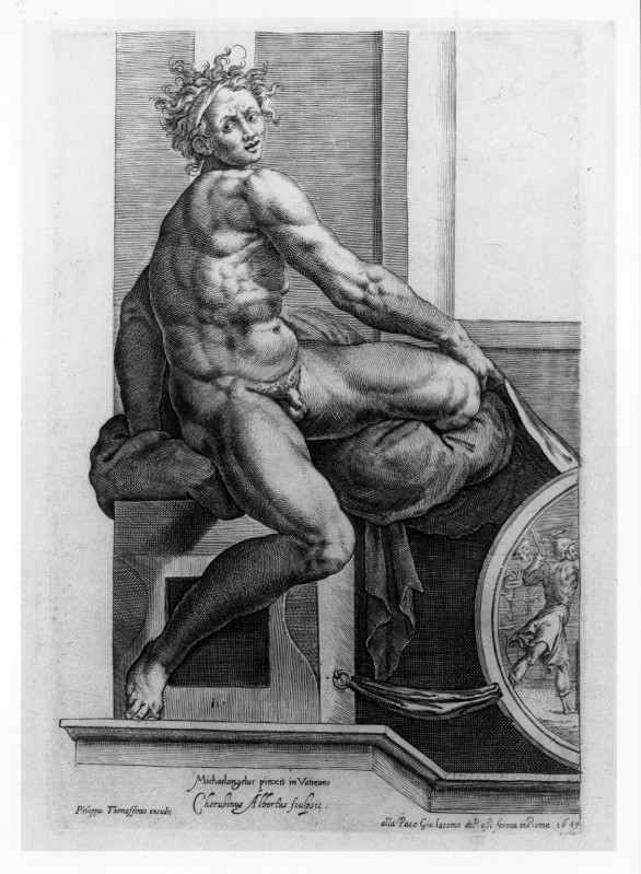 Alberti C. (1575 circa), Ignudo con drappo rivolto a sinistra