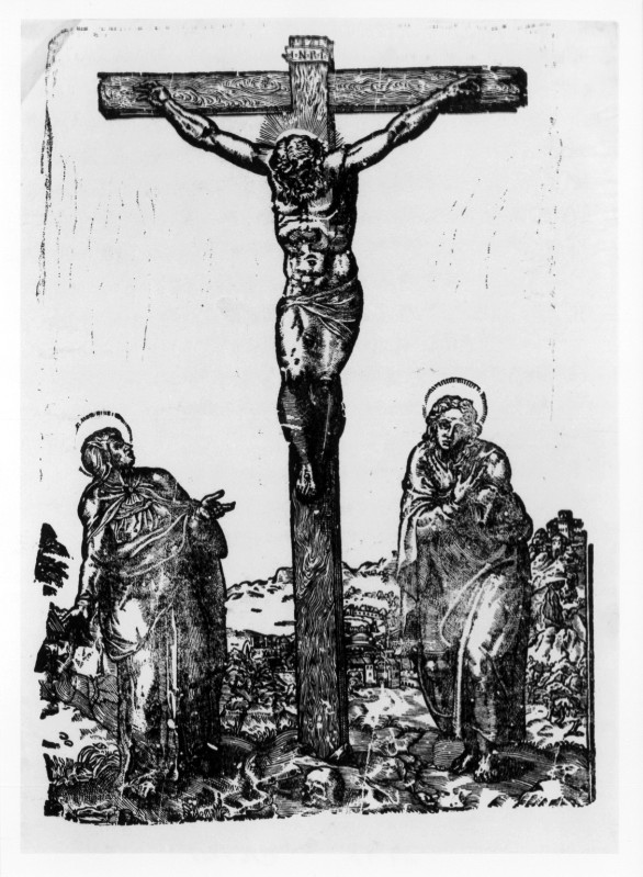 Ambito italiano seconda metà sec. XVI, Gesù Cristo crocifisso con la Madonna 1/2