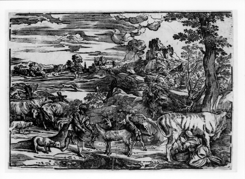 Vecellio T. (1525-1530), Paesaggio con contadini e animali 1/2