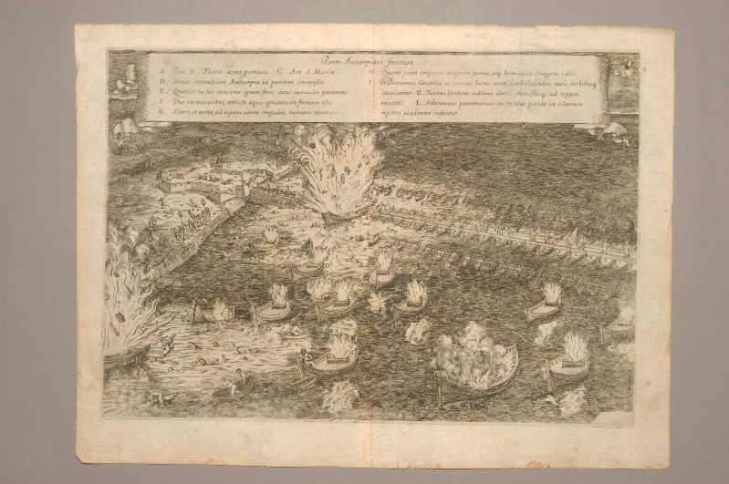 Ambito romano (1640-1647), Esplosione del ponte di barche per la presa d'Anversa
