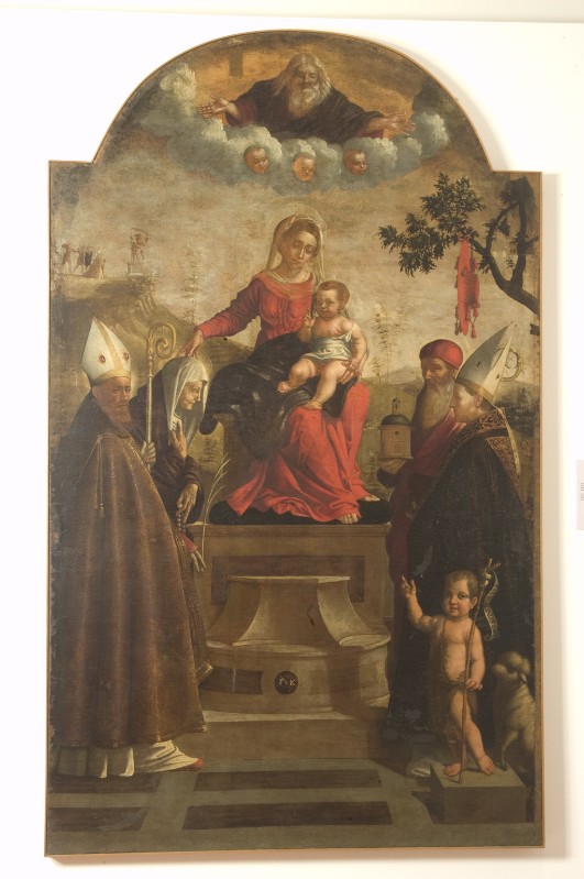 Caroto G. F. (1540 circa), Madonna con Gesù Bambino benedicente in trono e santi