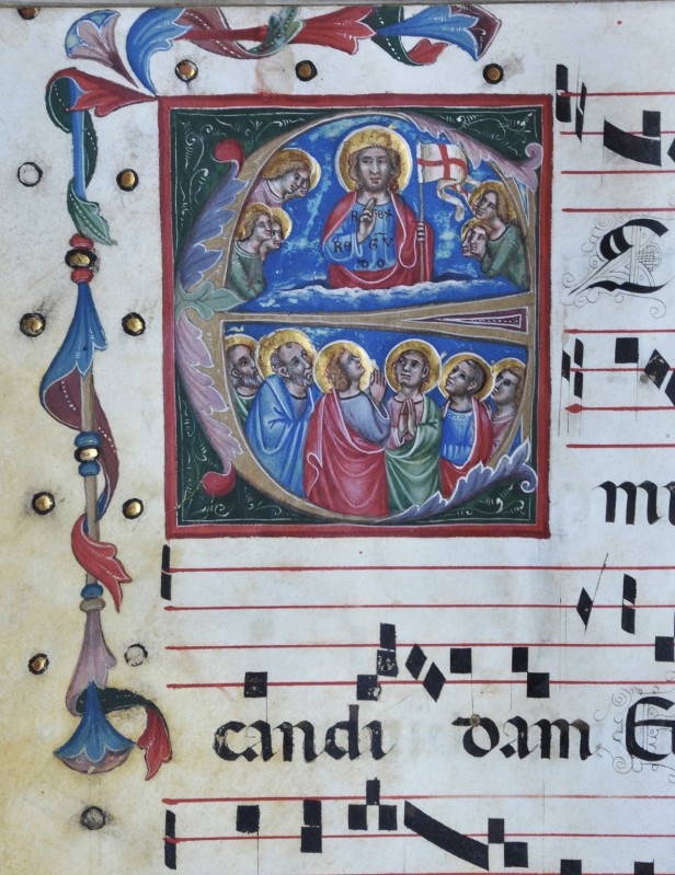 Scriptorium padovano sec. XIV-XV, Iniziale E istoriata con Cristo re in gloria
