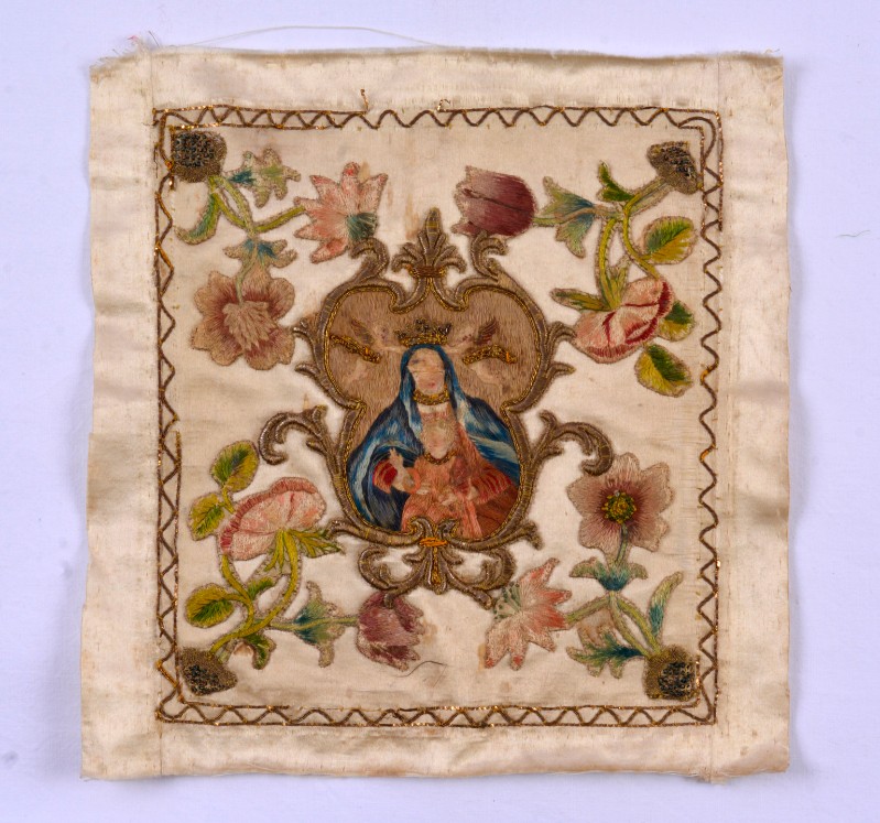 Manif. italiana sec. XVIII-XIX, Ricamo con Madonna e Gesù Bambino