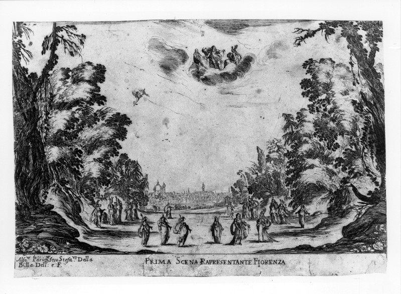 Della Bella S. (1637), Scenografia con veduta di Firenze
