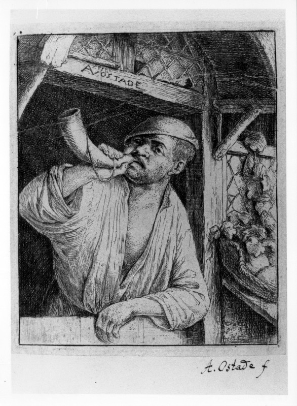 Van Ostade A. (1648 circa), Panettiere che suona il corno
