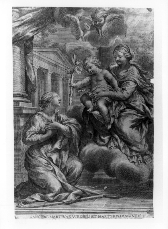 Ambito italiano seconda metà sec. XVII, Madonna con Gesù Bambino e S. Martina